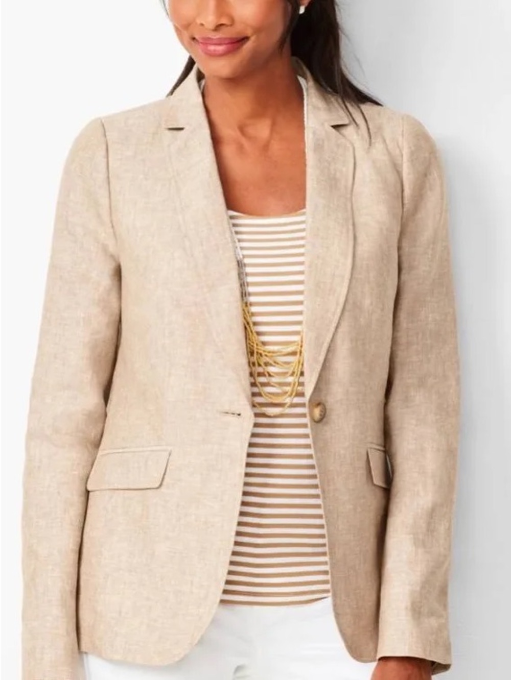 Talbots Linen Blazer Natural Classic